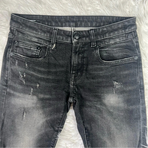 R13 Boy Skinny Washed Black Jeans Denim Distressed Ripped 25 Mid Rise Women - Picture 5 of 16